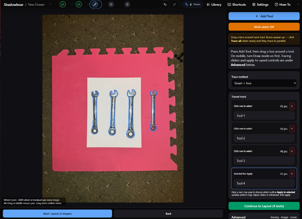 Shadowboxr | AI-Powered Tool Tracing & Shadowboard Generator